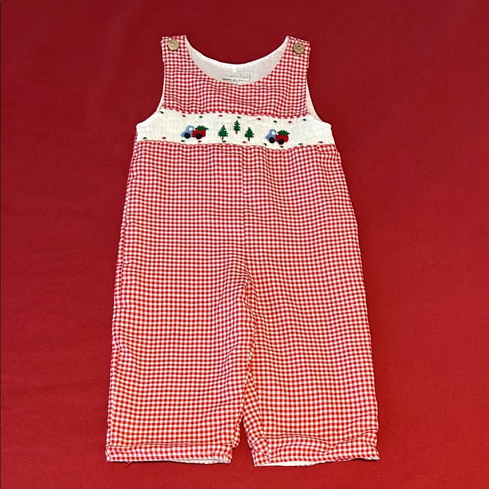 Red Gingham Kids Overalls 2T